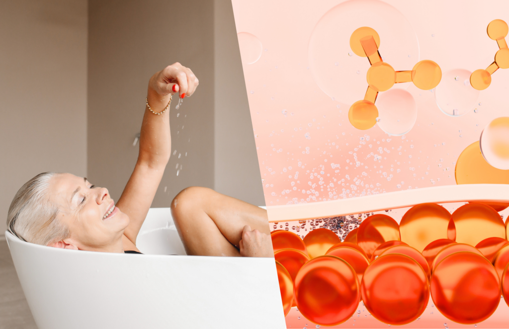 Hyaluronic Acid & Vitamin B5 – blog Older woman hydrating her skin with Hyaluronic Acid and Vitamin B5